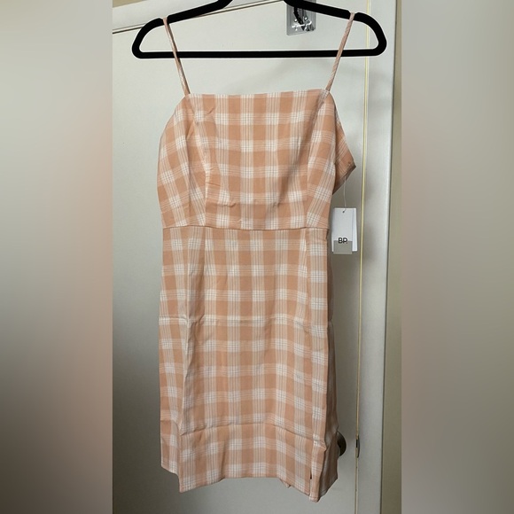 NWT Nordstrom BP Tank Minidress Pink and White Plaid Square Neck Medium - Picture 2 of 9